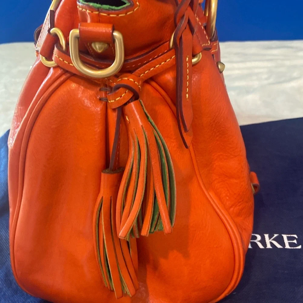 RARE! Dooney & Bourke Orange Florentine Leather Satchel w/Whipstitch Detail EUC! - Picture 8 of 16